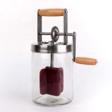 1L glass butter churner jar cylinder shape with stainless steel cap silicon beater